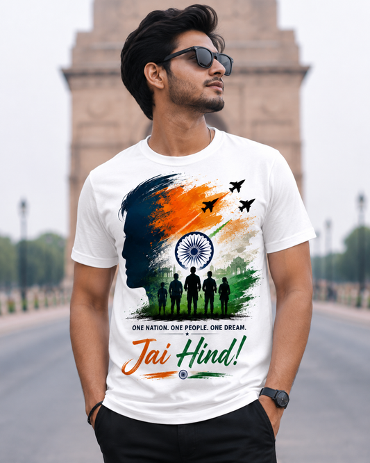 Jai Hind – One Nation One People One Dream | Premium Patriotic Graphic T-Shirt for Men & Women