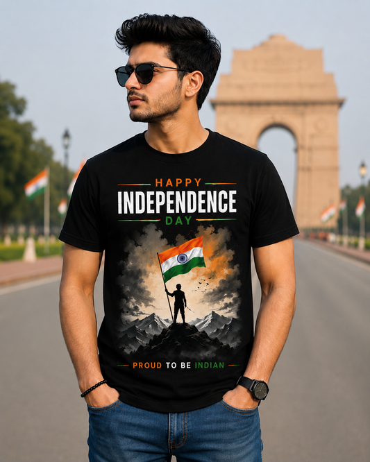 Happy Independence Day – Proud to Be Indian Graphic T-Shirt | Premium Unisex Cotton Tee