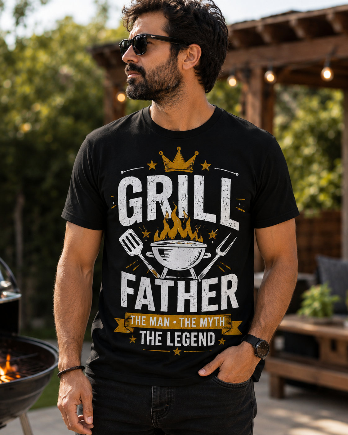 Grill Father – The Man, The Myth, The Legend | Premium BBQ Dad Tee