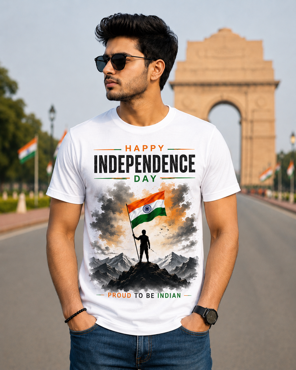 Happy Independence Day – Proud to Be Indian Graphic T-Shirt | Premium Unisex Cotton Tee